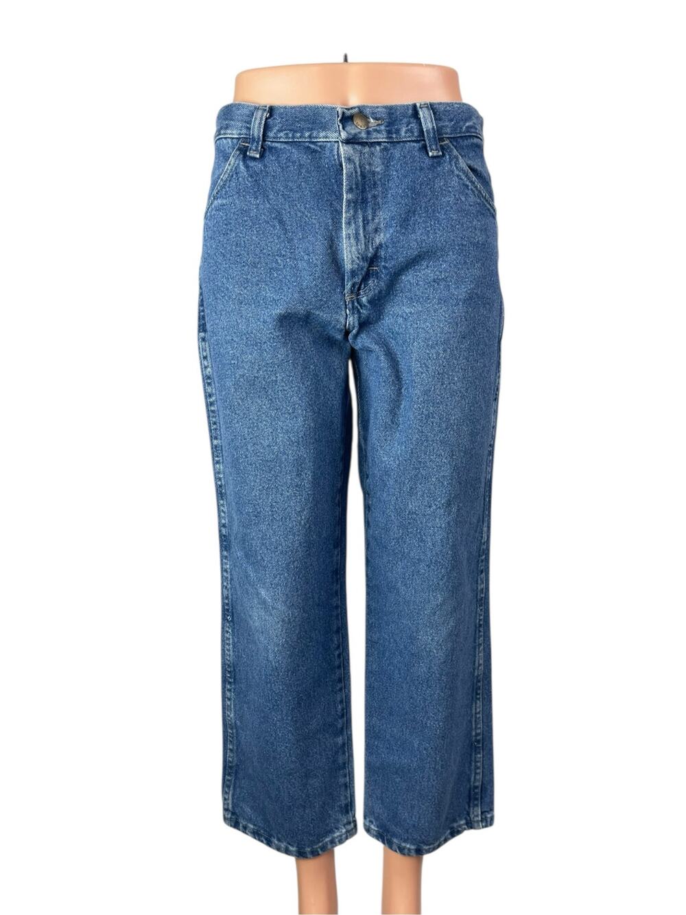 Rustler Women's Blue Medium Wash High Rise Wide Leg Baggy Denim Jeans Size 14